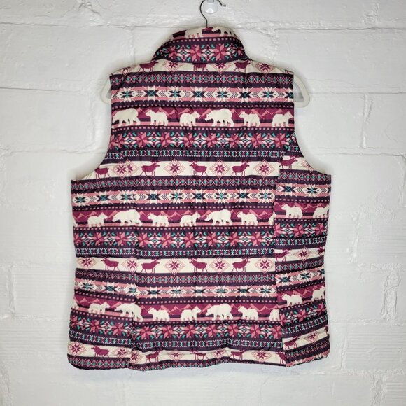 Lands' End Women's XL Down Puffer Vest Animals Purple Burgundy - Picture 2 of 5
